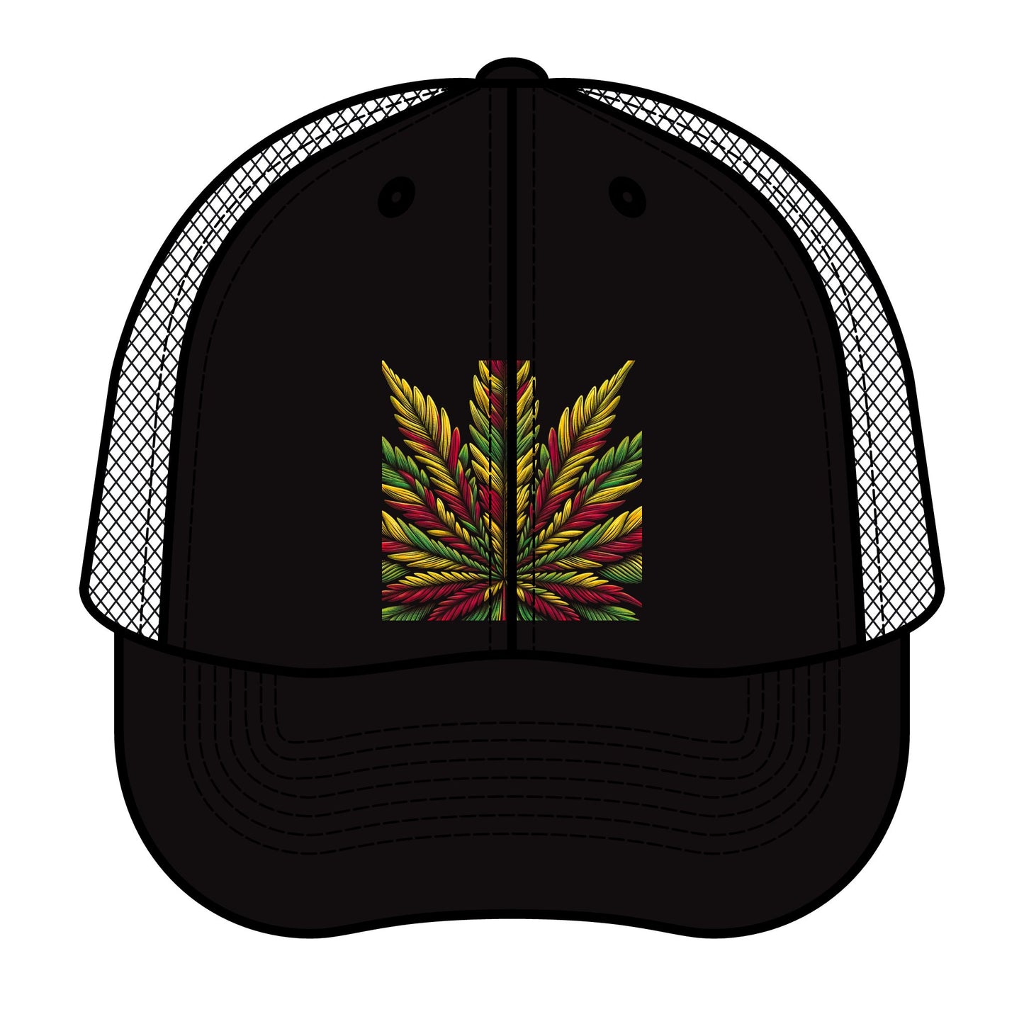 Retro Golf Trucker Hat - Rasta Leaf Design for Golf Lovers