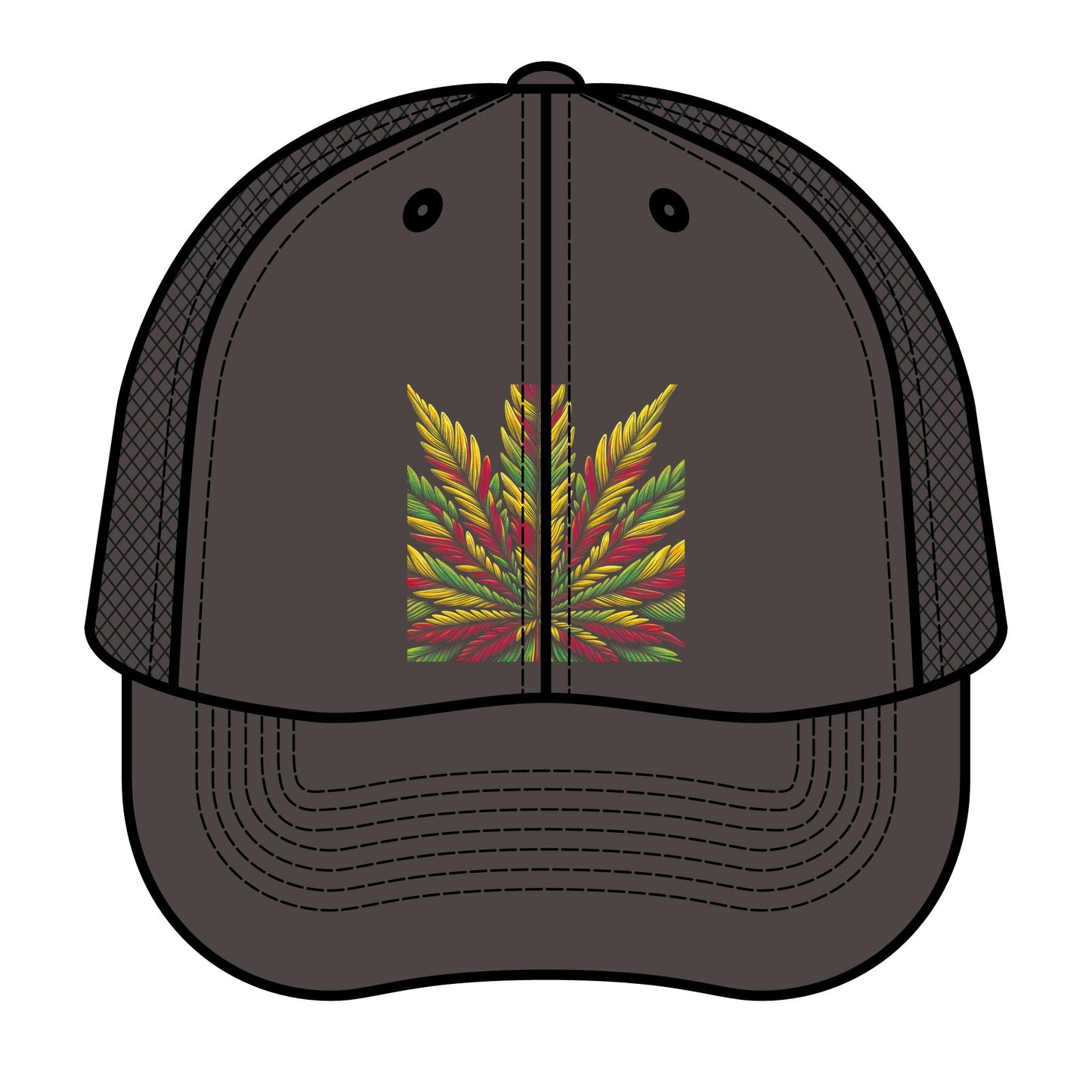 Retro Golf Trucker Hat - Rasta Leaf Design for Golf Lovers