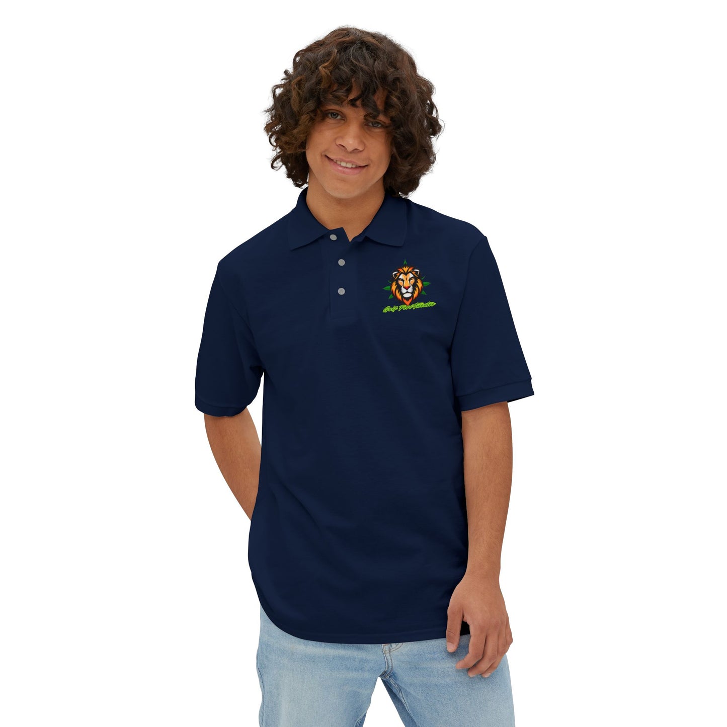 Rasta Lion Polo- Men Polo- Golf ForeTwenTee